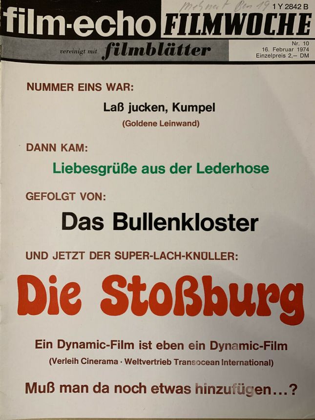 FILM-ECHO FILMWOCHE magazine side cover Issue 10 16 February 1974