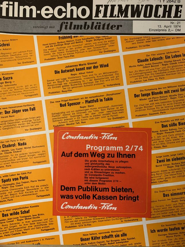 FILM-ECHO FILMWOCHE magazine side cover Issue 21 13 April 1974