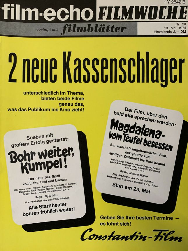 FILM-ECHO FILMWOCHE magazine side cover Issue 28 18 May 1974