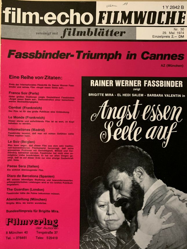 FILM-ECHO FILMWOCHE magazine side cover Issue 30 29 May 1974