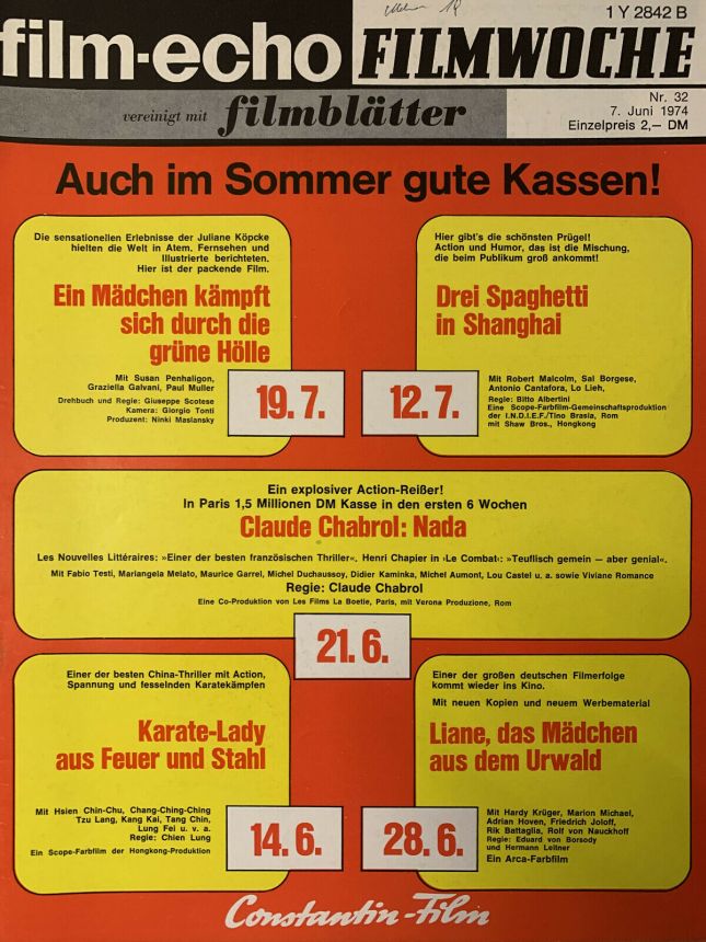 FILM-ECHO FILMWOCHE magazine side cover Issue 32 7 June 1974