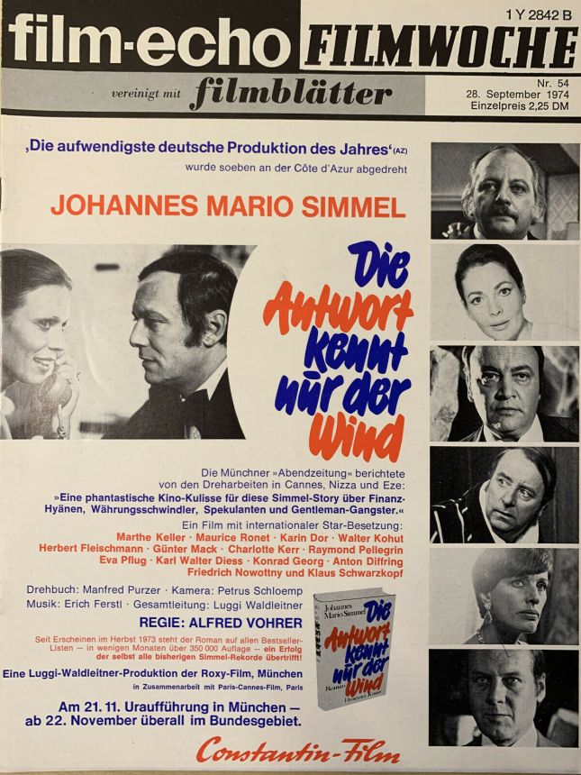 FILM-ECHO FILMWOCHE magazine side cover Issue 54 28 September 1974