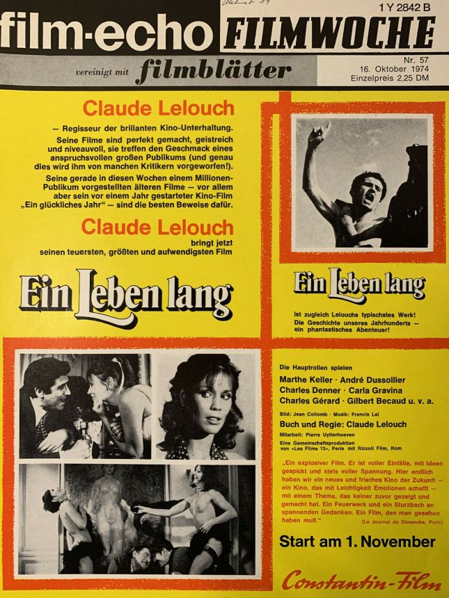 FILM-ECHO FILMWOCHE magazine side cover Issue 57 16 October 1974