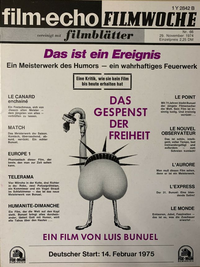 FILM-ECHO FILMWOCHE magazine side cover Issue 66 29 November 1974