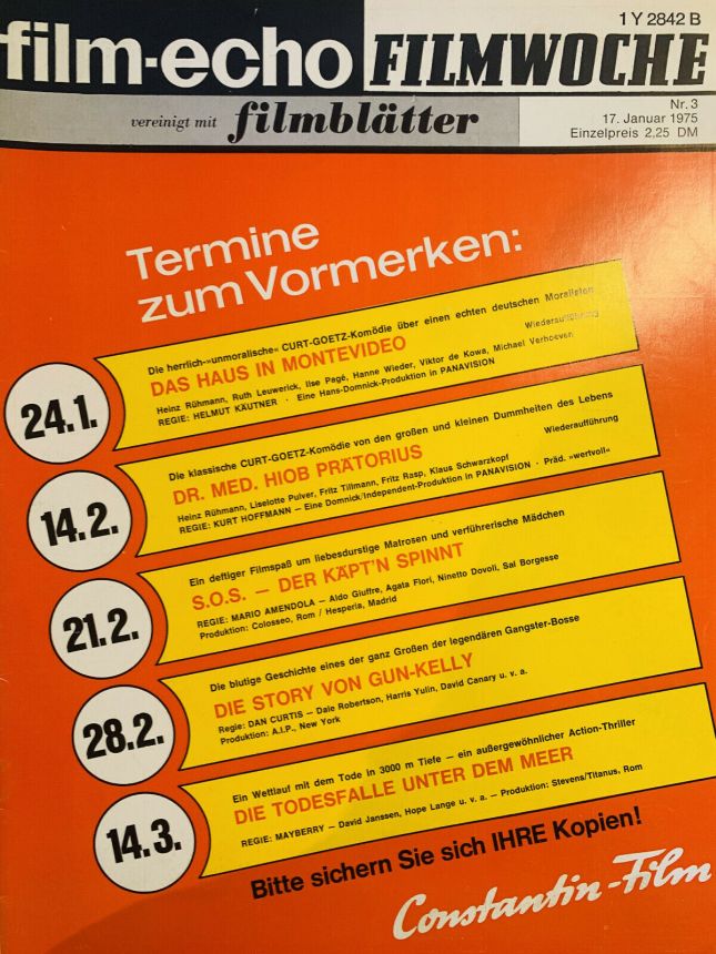 FILM-ECHO FILMWOCHE magazine side cover Issue 3 17 January 1975