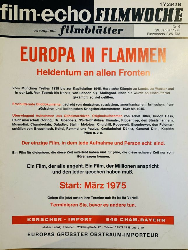 FILM-ECHO FILMWOCHE magazine side cover Issue 6 29 January 1975
