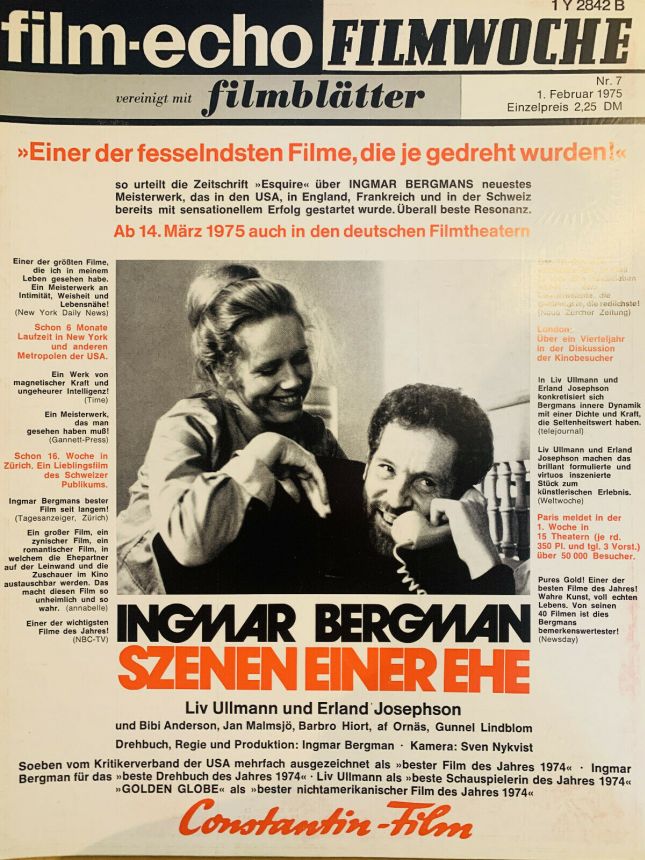 FILM-ECHO FILMWOCHE magazine side cover Issue 7 1 February 1975