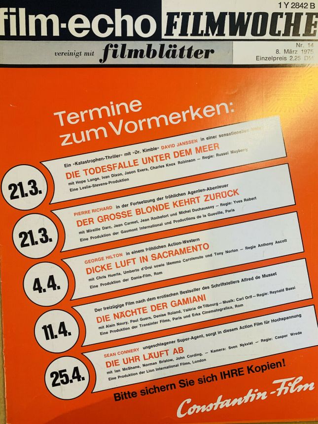FILM-ECHO FILMWOCHE magazine side cover Issue 14 8 March 1975