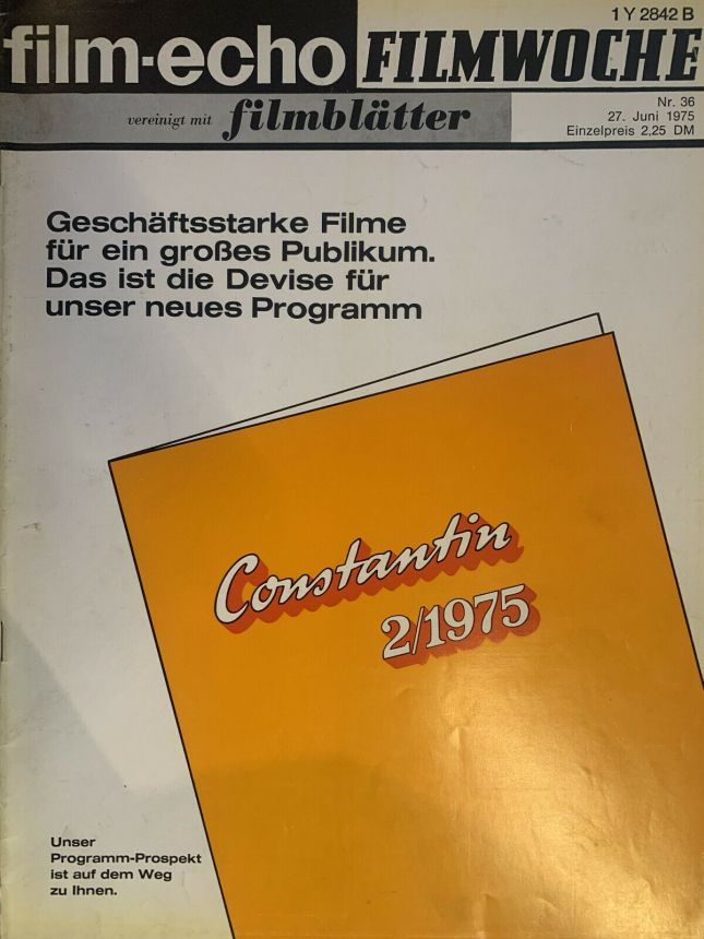 FILM-ECHO FILMWOCHE magazine side cover Issue 36 27 June 1975