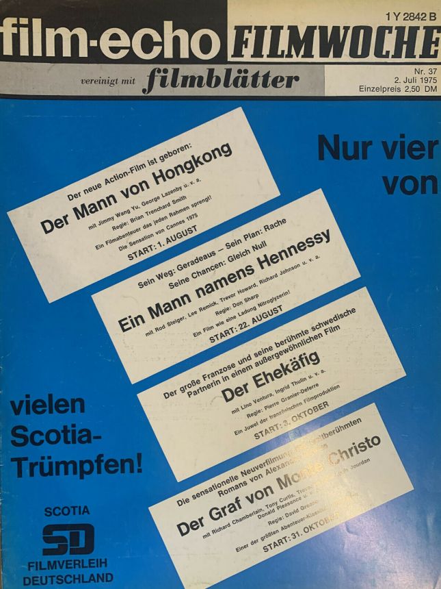 FILM-ECHO FILMWOCHE magazine side cover Issue 37 2 July 1975