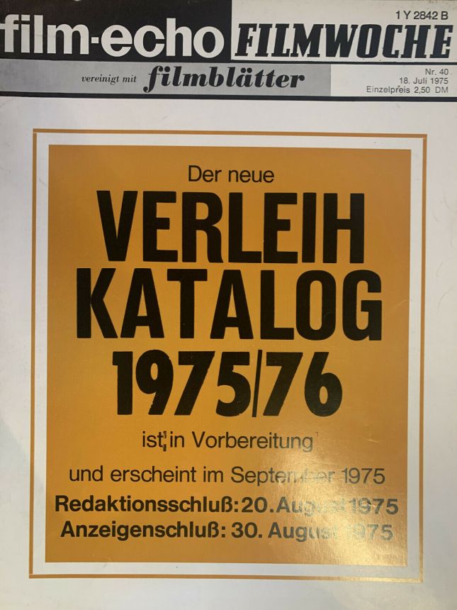 FILM-ECHO FILMWOCHE magazine side cover Issue 40 18 July 1975