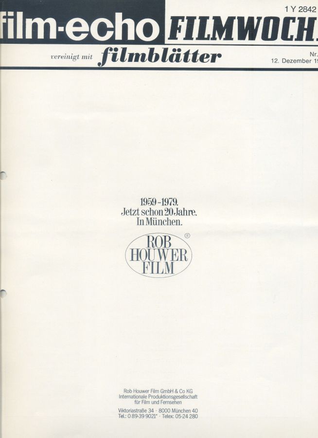 FILM-ECHO FILMWOCHE magazine side cover Issue 70 12 December 1979