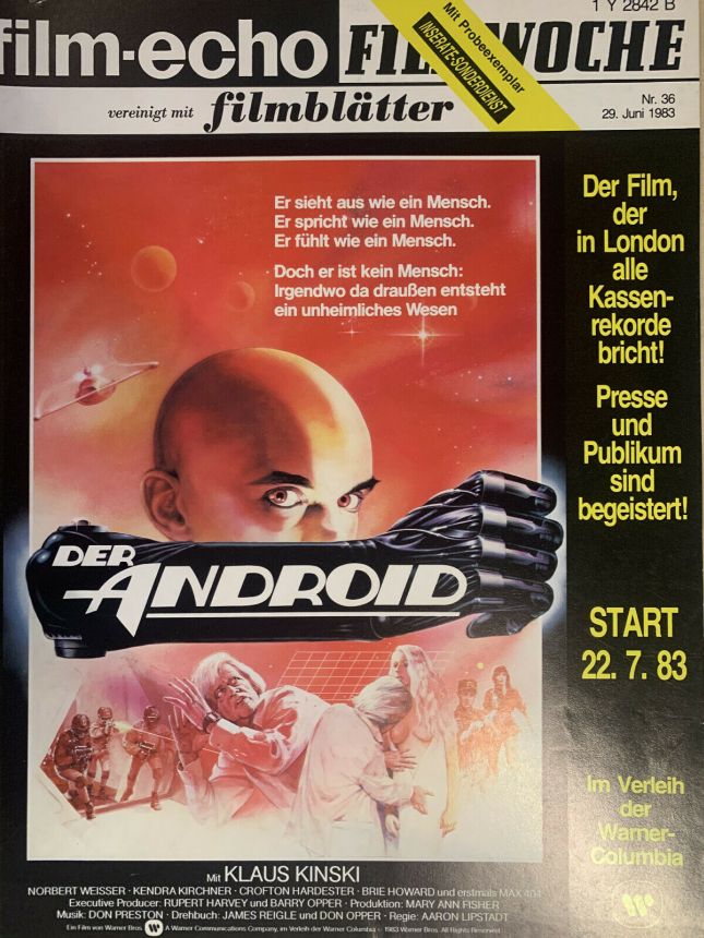 FILM-ECHO FILMWOCHE magazine side cover Issue 36 29 June 1983