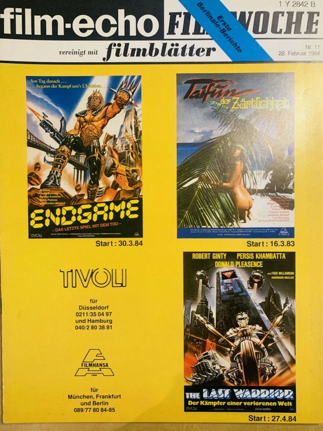 FILM-ECHO FILMWOCHE magazine side cover Issue 11 22 February 1984