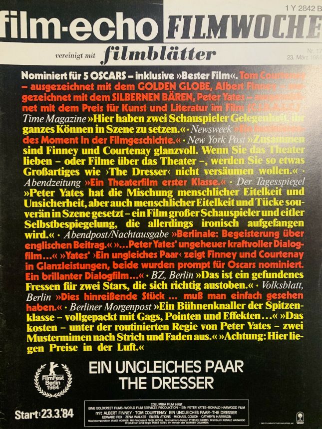 FILM-ECHO FILMWOCHE magazine side cover Issue 17 23 March 1984