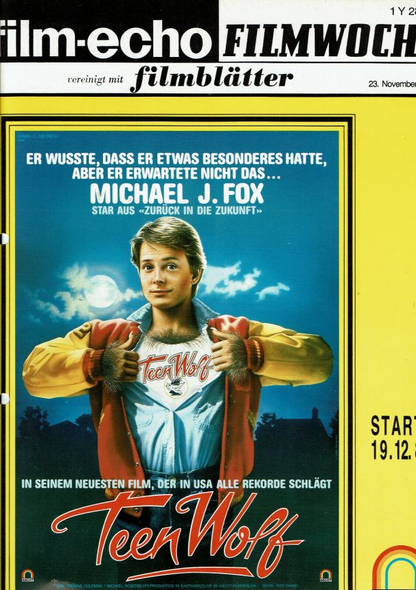 FILM-ECHO FILMWOCHE magazine side cover Issue 66 23 November 1985
