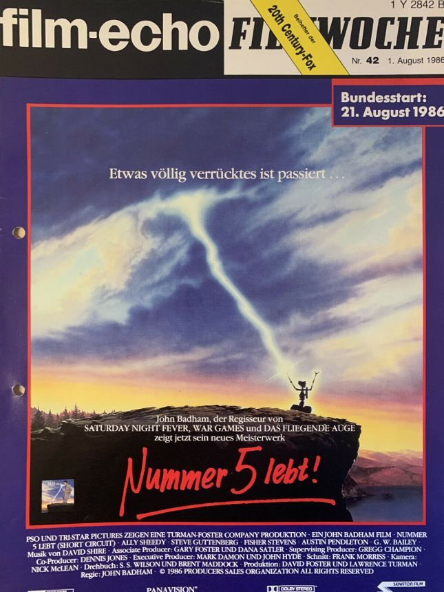FILM-ECHO FILMWOCHE magazine side cover Issue 42 1 August 1986