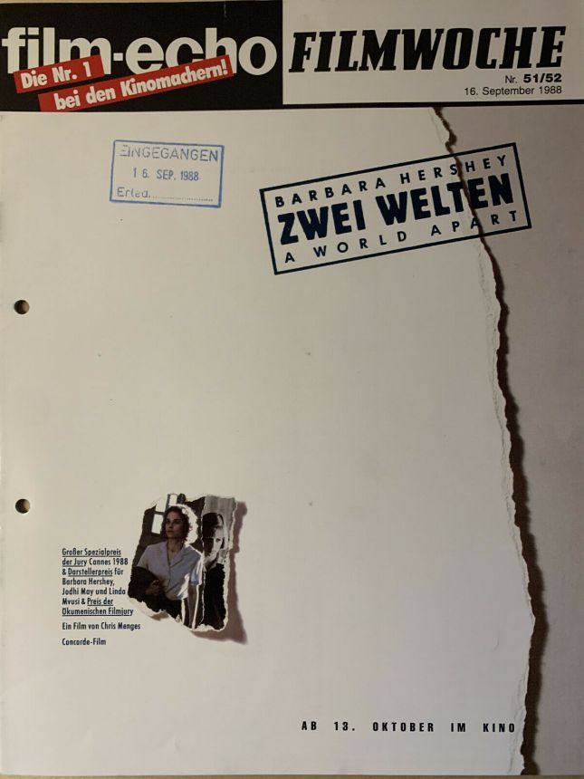 FILM-ECHO FILMWOCHE magazine side cover Issue 51-2 16 September 1988
