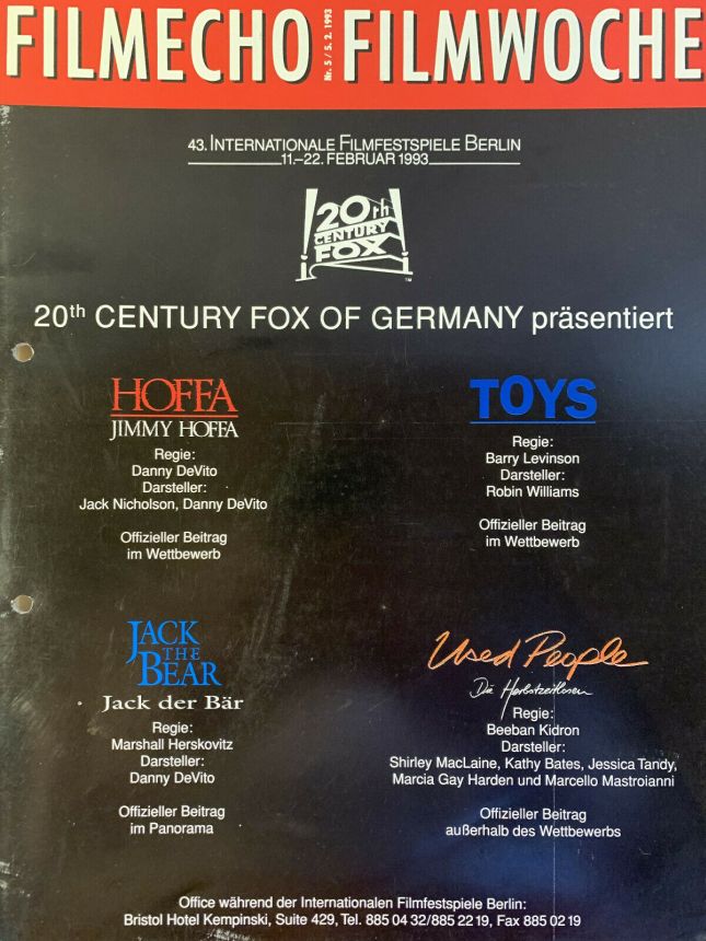 FILM-ECHO FILMWOCHE magazine side cover Issue 5 5 February 1993