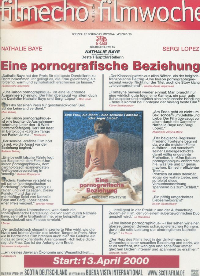 FILM-ECHO FILMWOCHE magazine side cover Issue 13 1 April 2000