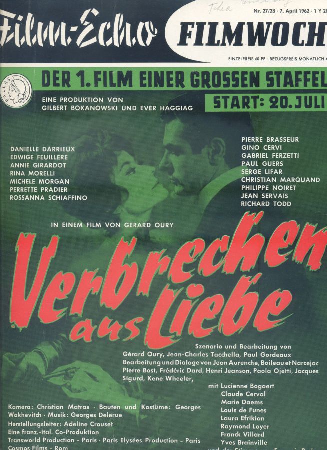 FILM-ECHO FILMWOCHE magazine side cover Issue 27-28 7 April 1962