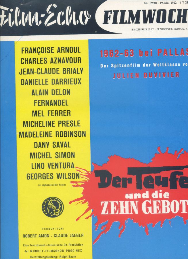 FILM-ECHO FILMWOCHE magazine side cover Issue 39-40 19 May 1962