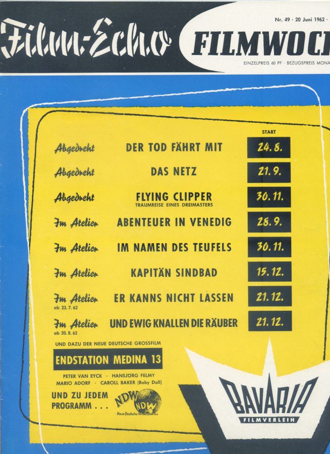 FILM-ECHO FILMWOCHE magazine side cover Issue 49 20 June 1962