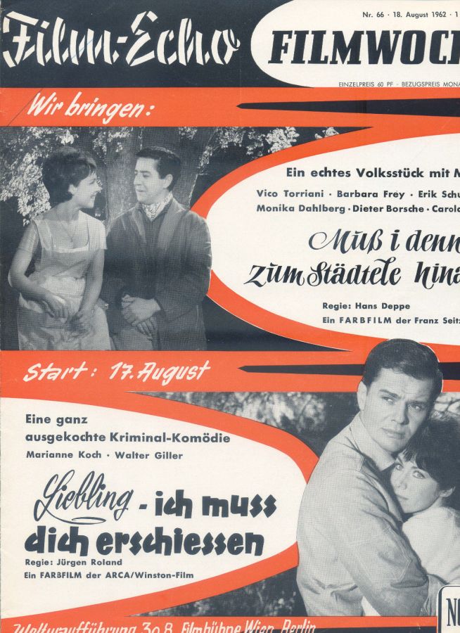 FILM-ECHO FILMWOCHE magazine side cover Issue 66 18 August 1962