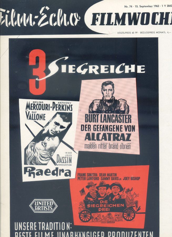 FILM-ECHO FILMWOCHE magazine side cover Issue 74 15 September 1962