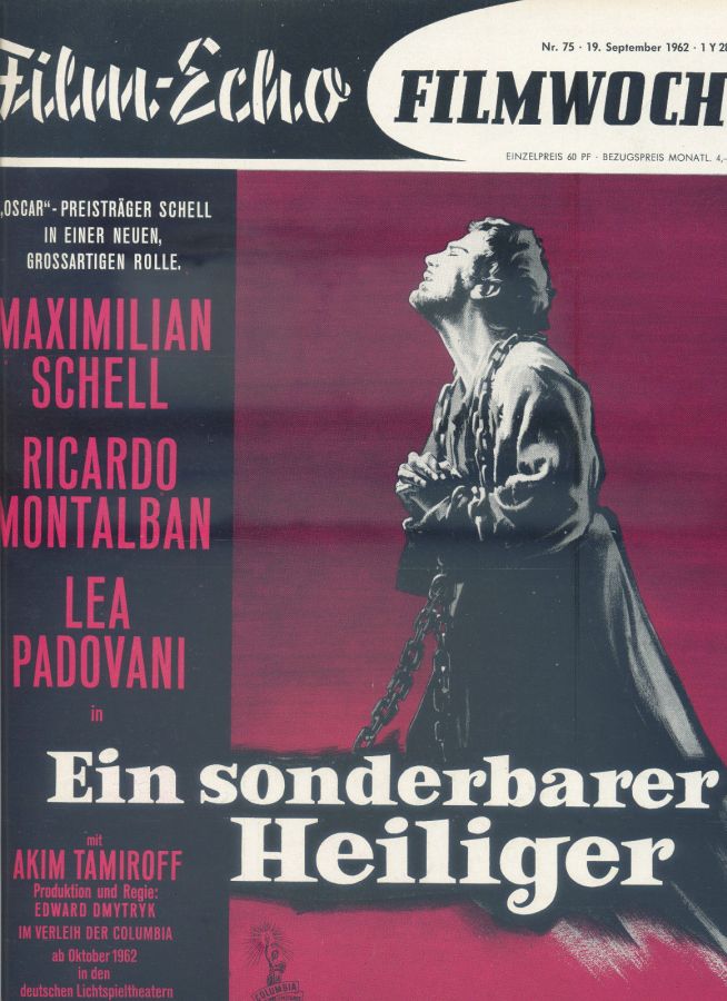 FILM-ECHO FILMWOCHE magazine side cover Issue 75 19 September 1962