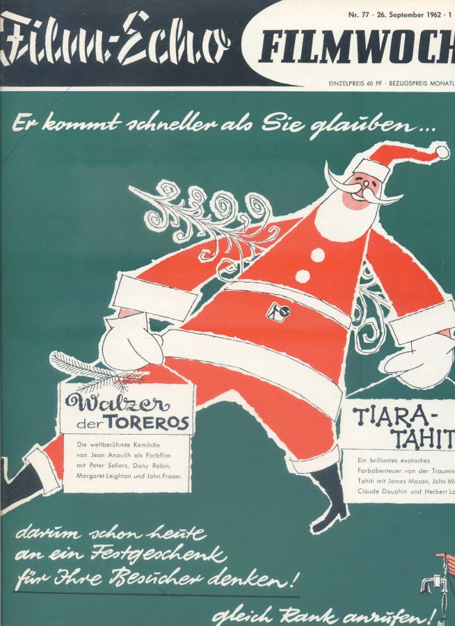 FILM-ECHO FILMWOCHE magazine side cover Issue 77 26 September 1962