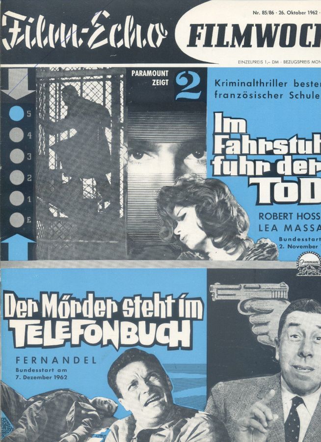 FILM-ECHO FILMWOCHE magazine side cover Issue 85-86 26 October 1962