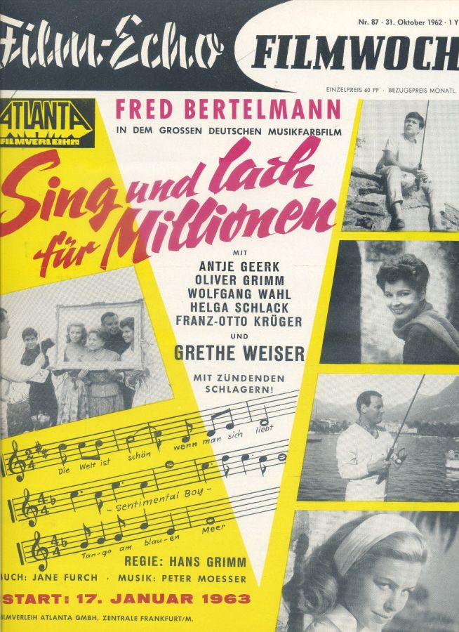 FILM-ECHO FILMWOCHE magazine side cover Issue 87 31 October 1962