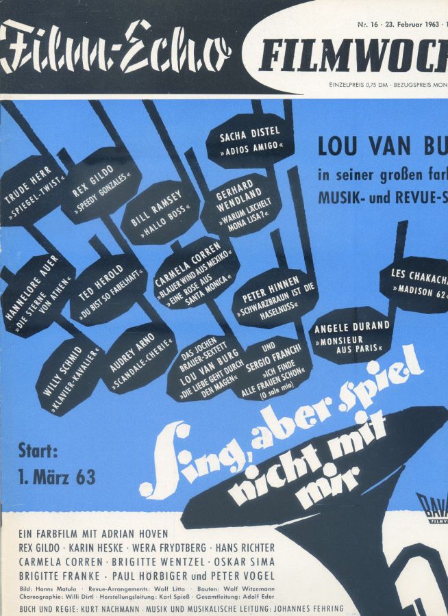 FILM-ECHO FILMWOCHE magazine side cover Issue 16 23 February 1963