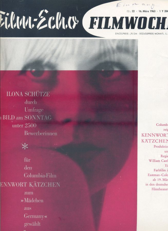 FILM-ECHO FILMWOCHE magazine side cover Issue 22 16 March 1963