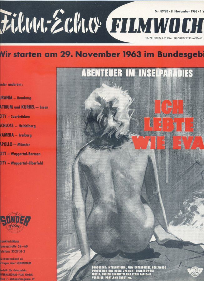 FILM-ECHO FILMWOCHE magazine side cover Issue 89-90 8 November 1963