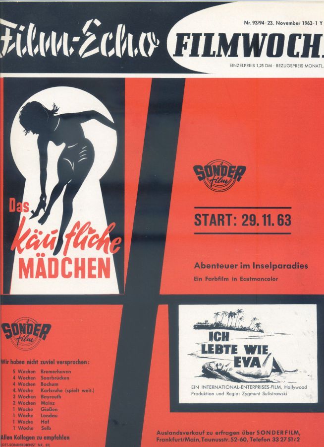FILM-ECHO FILMWOCHE magazine side cover Issue 93-4 23 November 1963