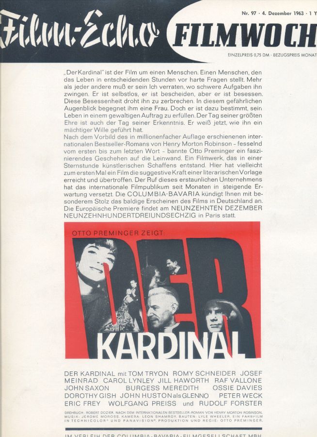 FILM-ECHO FILMWOCHE magazine side cover Issue 97 4 December 1963