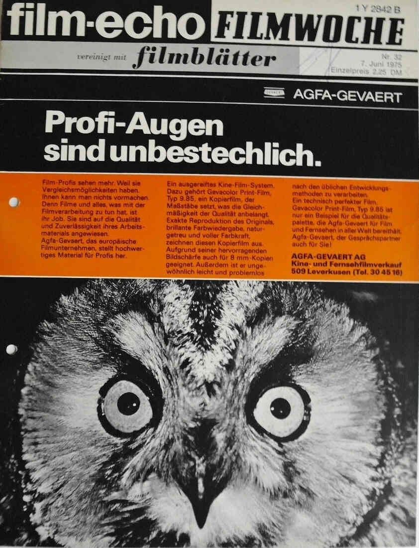 FILM-ECHO FILMWOCHE magazine side cover Issue 32 7 June 1975