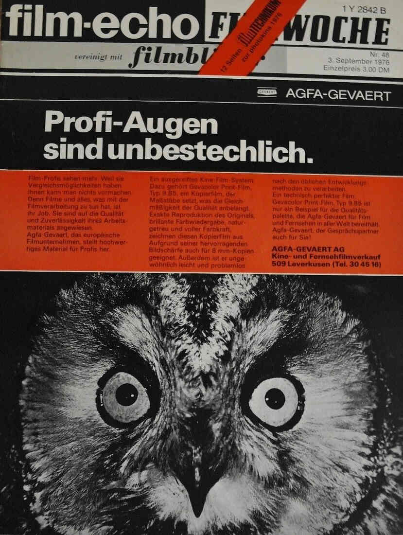 FILM-ECHO FILMWOCHE magazine side cover Issue 48 3 September 1976