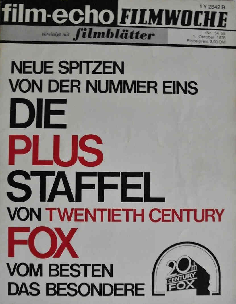 FILM-ECHO FILMWOCHE magazine side cover Issue 54/55 1 October 1976
