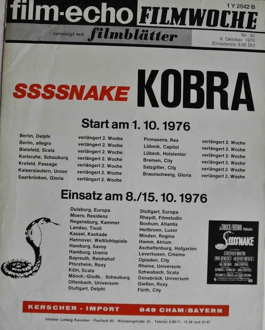 FILM-ECHO FILMWOCHE magazine side cover Issue 56 8 October 1976