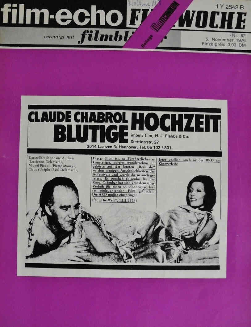 FILM-ECHO FILMWOCHE magazine side cover Issue 62 5 November 1976