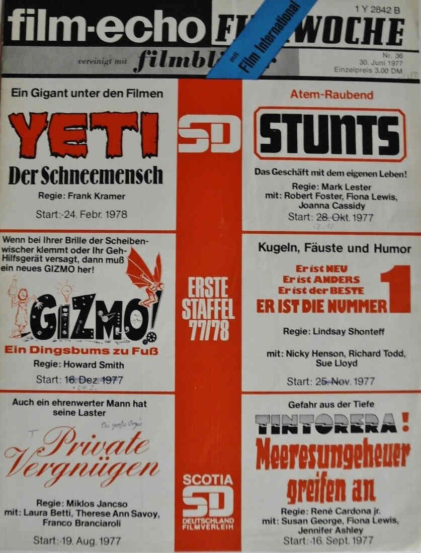 FILM-ECHO FILMWOCHE magazine side cover Issue 36 30 June 1977