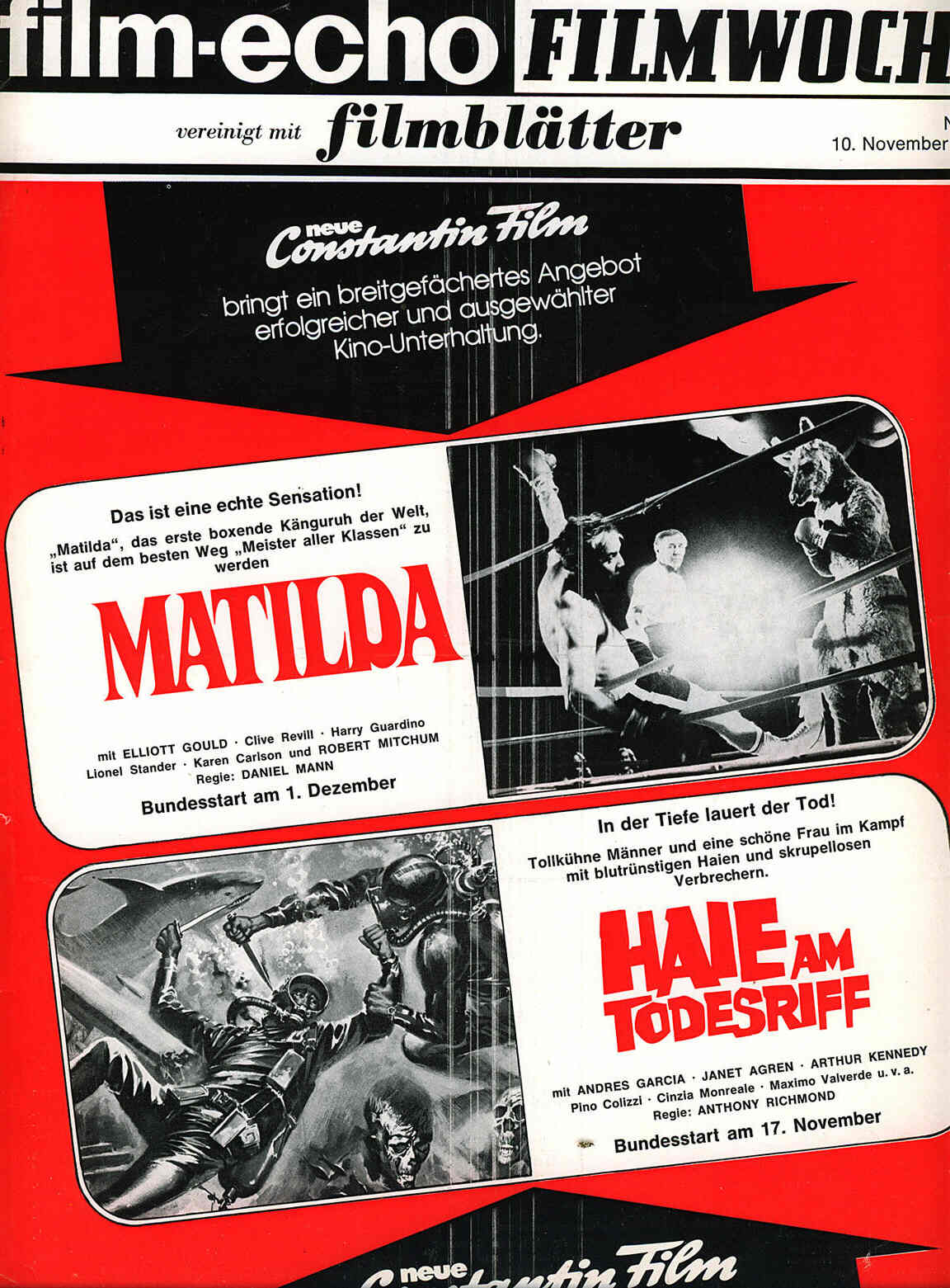 FILM-ECHO FILMWOCHE magazine side cover Issue 63 10 November 1978
