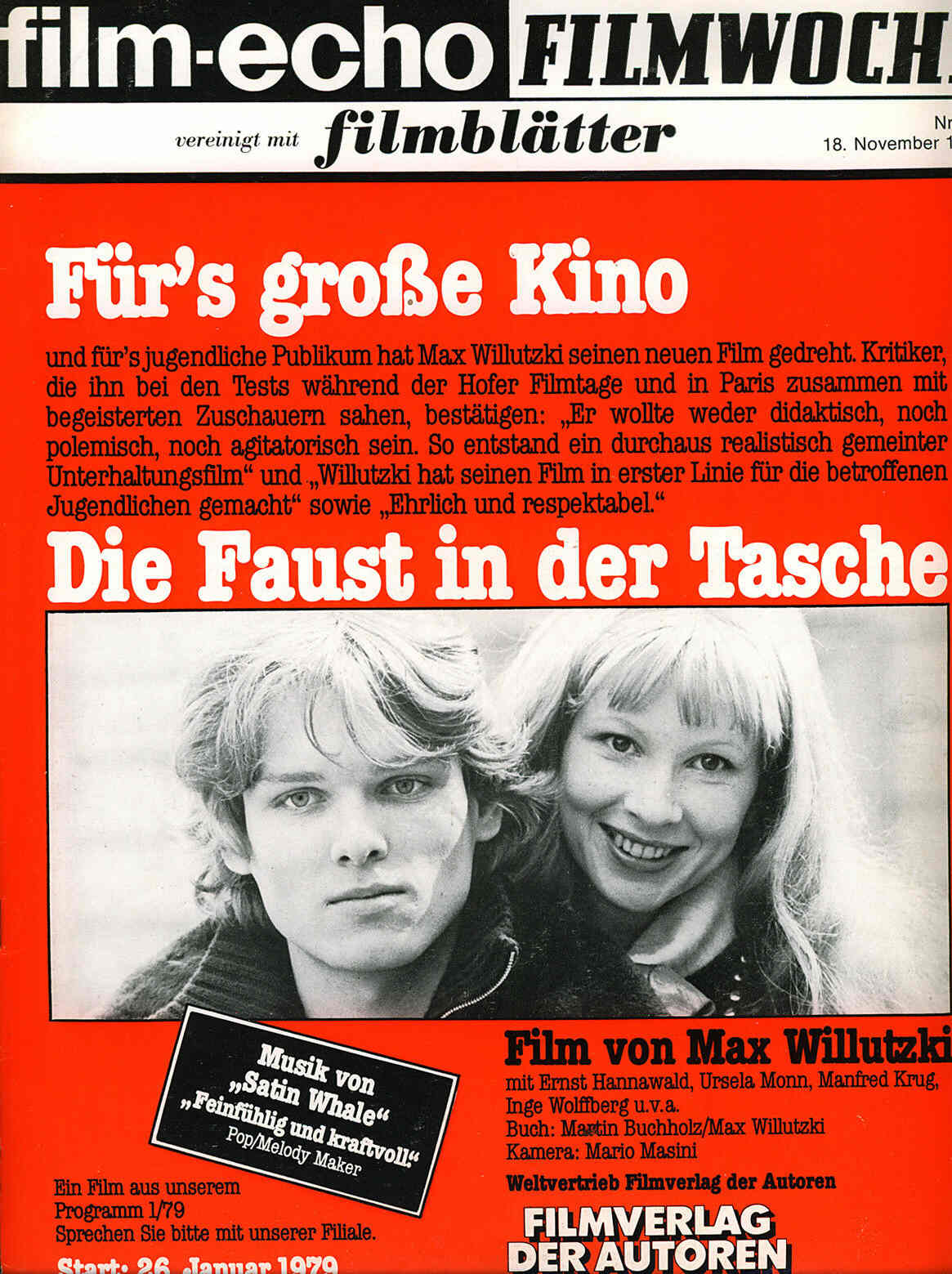 FILM-ECHO FILMWOCHE magazine side cover Issue 65 18 November 1978