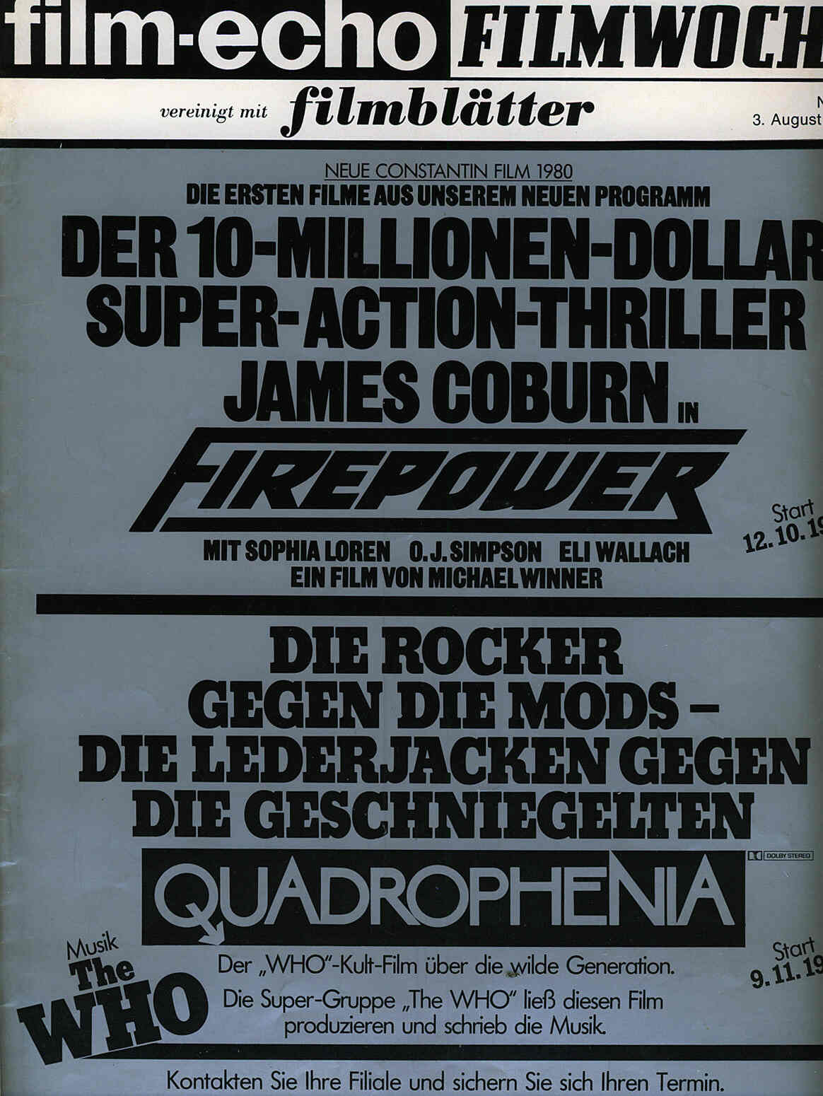 FILM-ECHO FILMWOCHE magazine side cover Issue 42 3 August 1979