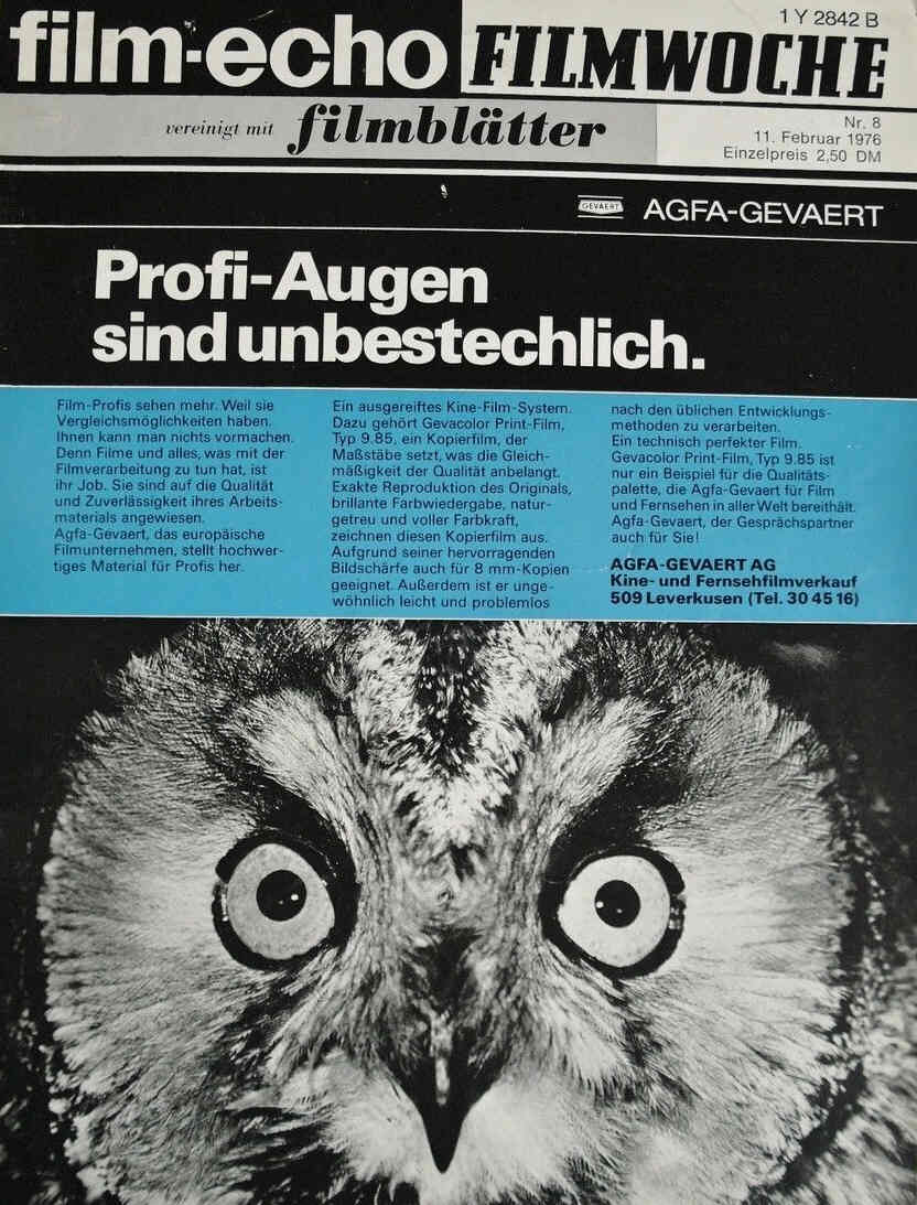 FILM-ECHO FILMWOCHE magazine side cover Issue 8 11 February 1976