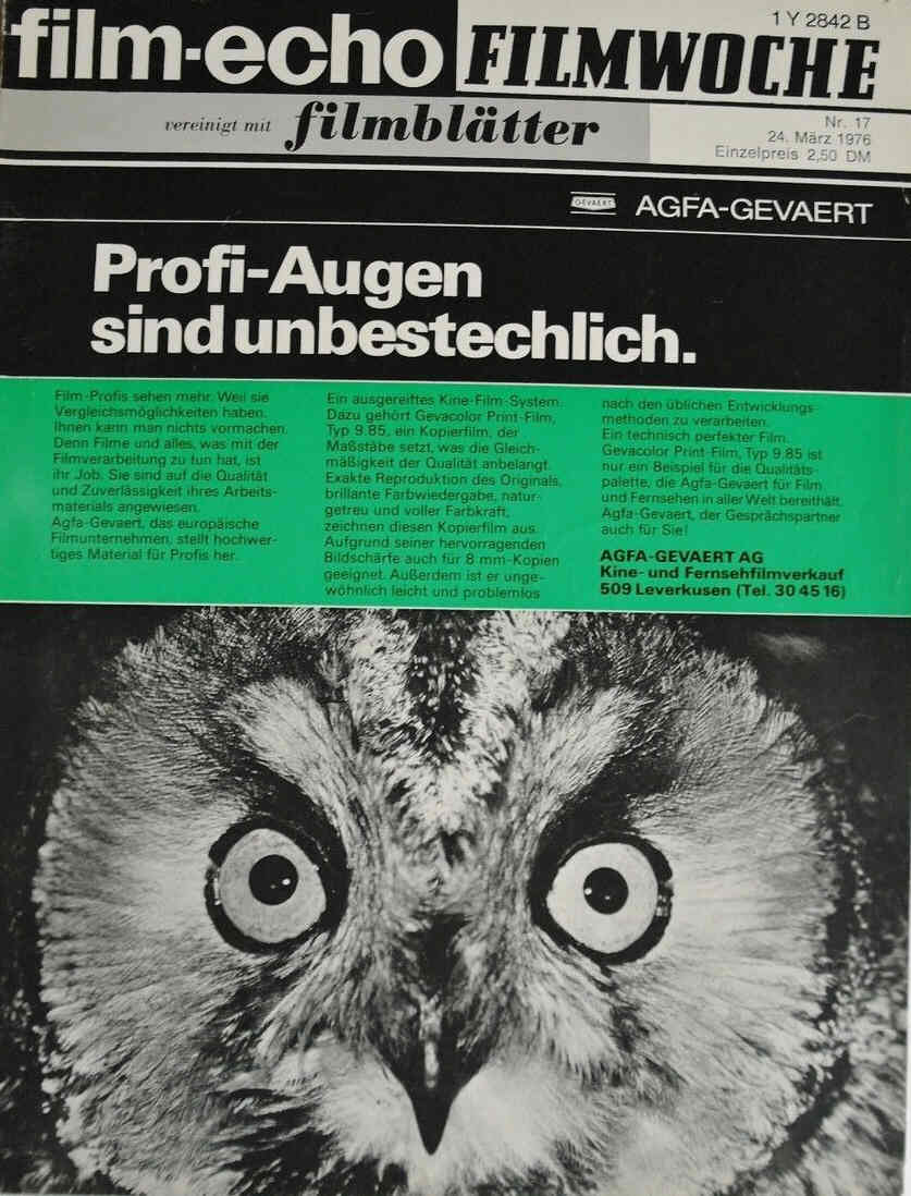 FILM-ECHO FILMWOCHE magazine side cover Issue 17 24 March 1976