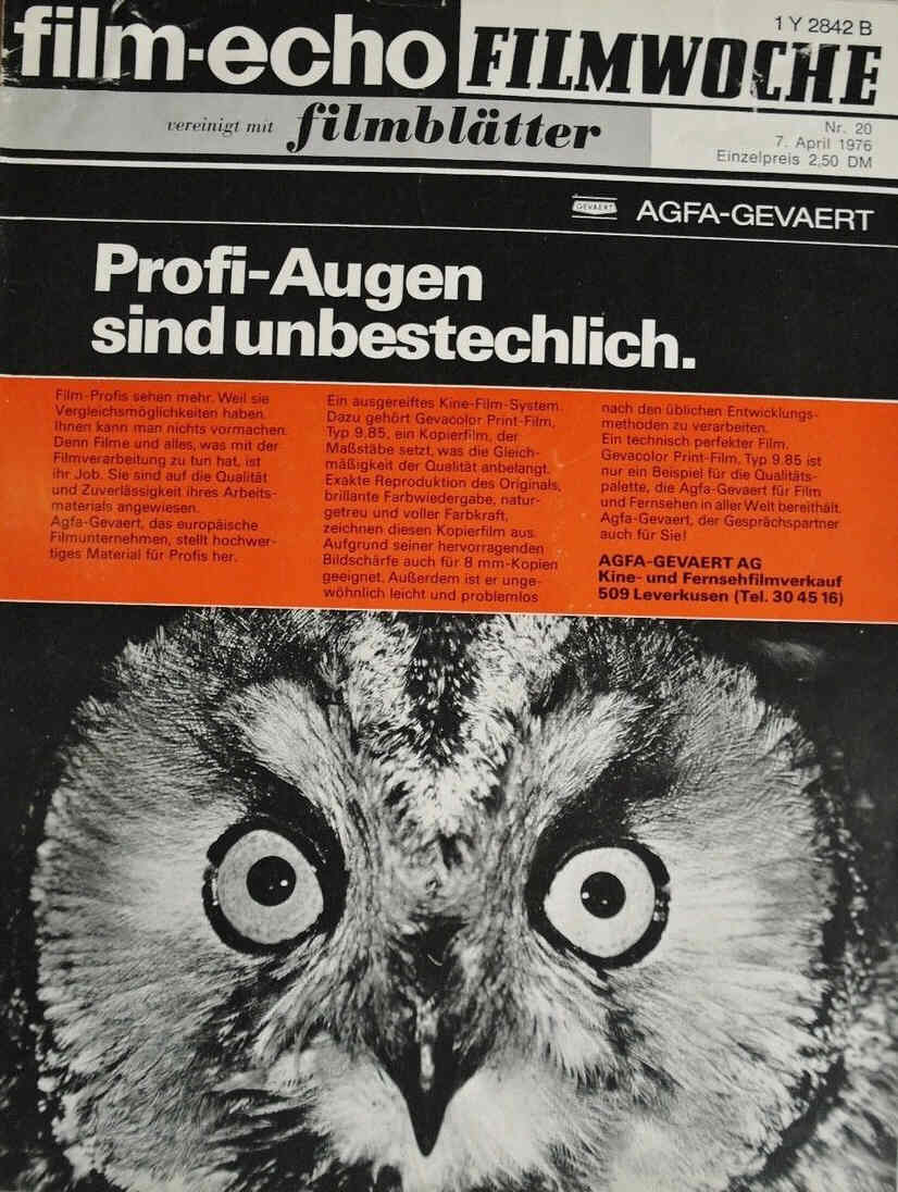 FILM-ECHO FILMWOCHE magazine side cover Issue 20 7 April 1976